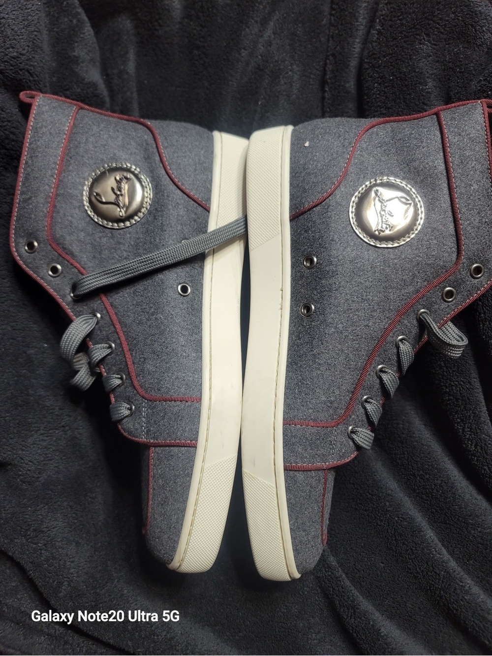 Christian Louboutin Pedro Gray Denim High Top Sneakers - Men’s Size 10.5 (44)